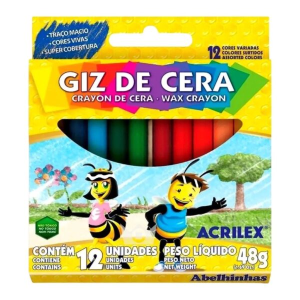 Giz De Cera Fino 12 Cores Acrilex