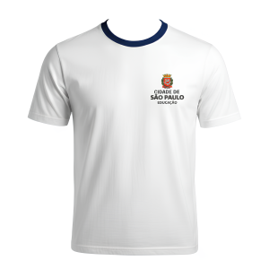 Camiseta Escolar Prefeitura de São Paulo Uniforme Gola Azul