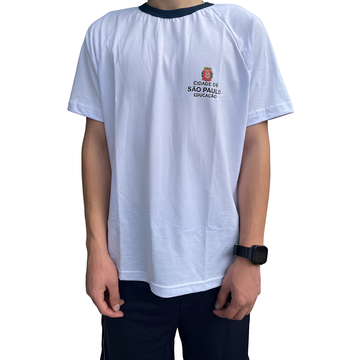 Camiseta Escolar Prefeitura de São Paulo Uniforme Gola Azul - Imagem 2