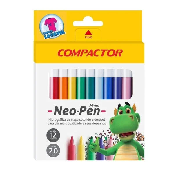 Canetinha Hidrográfica Neo-Pen 12 Cores Compactor