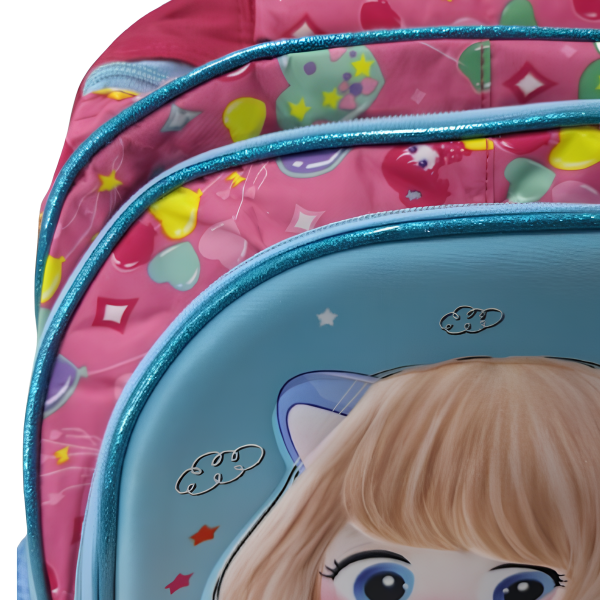 Mochila Infantil Feminina Bolso triplo DU - Imagem 6