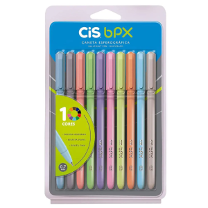 Kit 10 Cores Canetas Esferográficas CIS Bpx