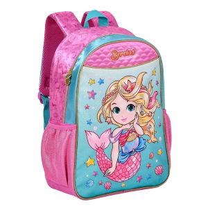 Mochila Costas Sereia Meninas Infantil Escolar Rosa - Clio