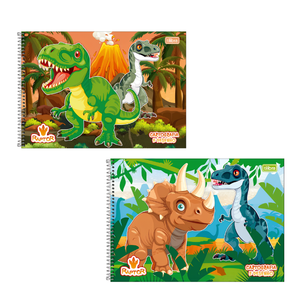 Caderno de Desenho Dinossauro Raptor Tilibra