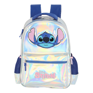 Mochila de Costas Juvenil Prata Refletivo Stitch Luxcel