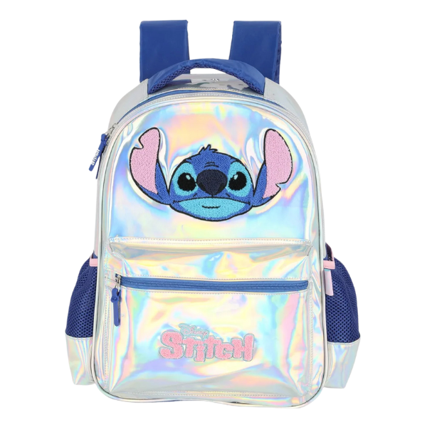 Mochila Juvenil Prata Refletivo Stitch Luxcel