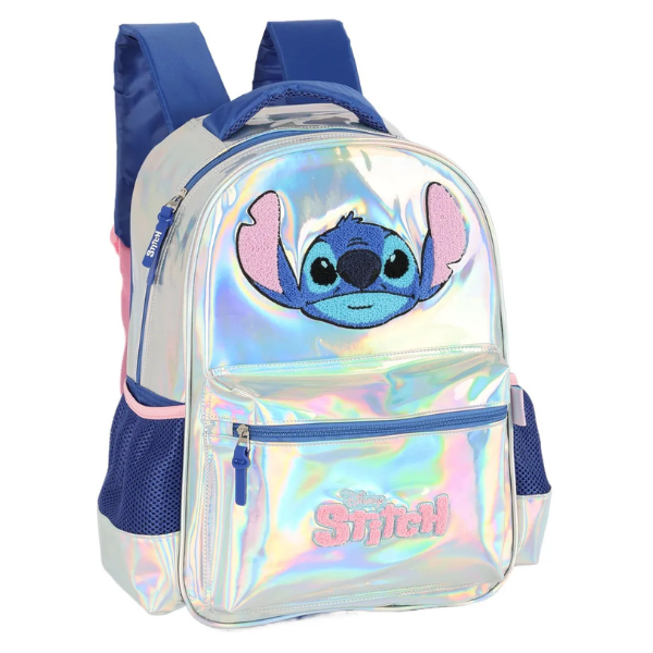 Mochila Juvenil Prata Refletivo Stitch Luxcel - Imagem 3