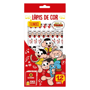 Lápis de Cor 12 Cores Jumbo Turma da Mônica Lyke (Com Apontador)