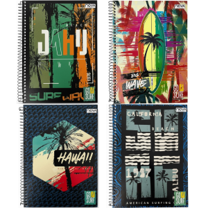 Caderno 1x1 Masculino Go Surf  Nova Cadernos 910941 (Sortido)