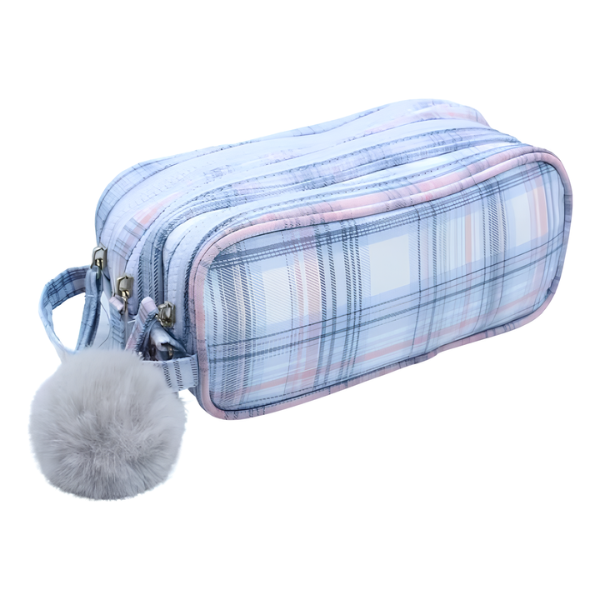 Estojo Escolar Xadrez Triplo Daterra - Imagem 3