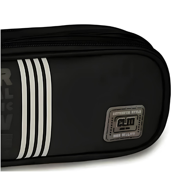 Estojo Escolar Duplo Masculino Preto com Listra MF23050 - Imagem 2