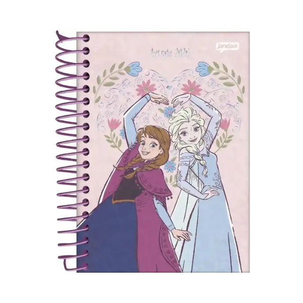 Agenda Escolar Espiral 2026 Frozen Jandaia (com adesivos) - Imagem 3