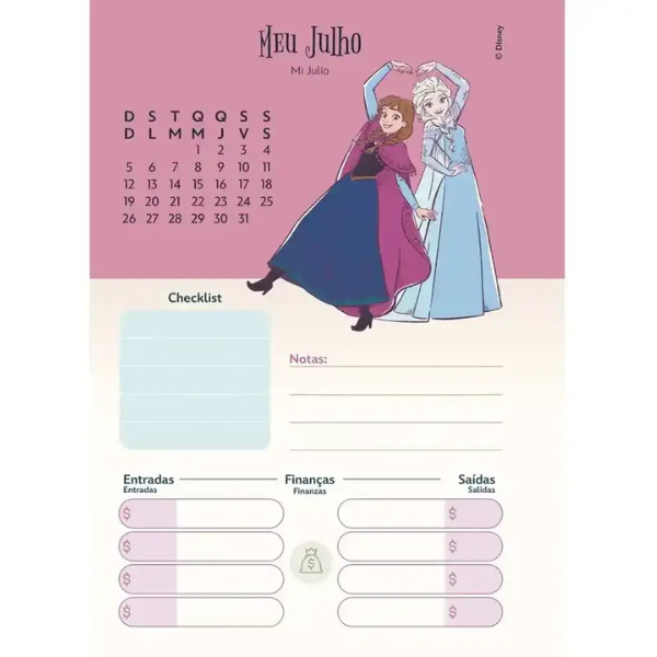 Agenda Escolar Espiral 2026 Frozen Jandaia (com adesivos) - Imagem 9