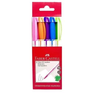 Kit Caneta Esferográfica 5 Cores Ponta Média Trilux Faber-Castell 032/ESC