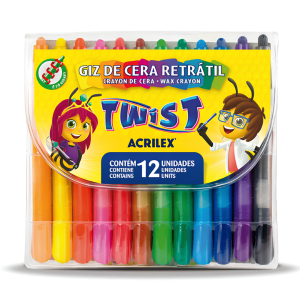 Giz de Cera Retrátil Twist 12 Cores Acrilex 09010