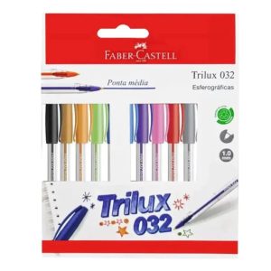 Caneta Esferográfica Kit 10 Cores Trilux Faber-Castell SM/032ESC10