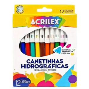 Canetinha Hidrográfica 12 Cores Acrilex 06902