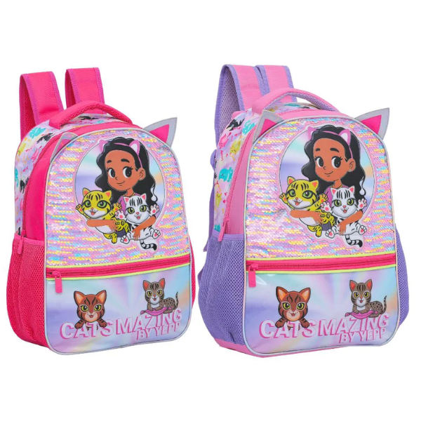 Mochila de Costas Infantil Feminina Cats Mazing Yepp MIF5364-16